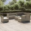 vidaXL 10-tlg. Garten-Lounge-Set mit Kissen Grau Poly Rattan