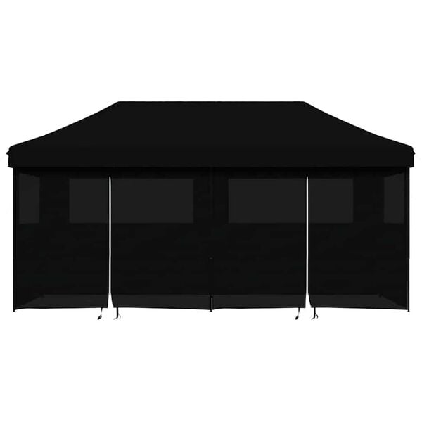 vidaXL Partyzelt Faltbar Pop-Up mit 4 Seitenteilen Schwarz