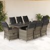 vidaXL 9-tlg. Garten-Bistro-Set mit Kissen Grau Poly Rattan