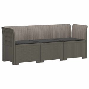 vidaXL 3-Sitzer Garten Sofa mit Kissen Rattan-Look PP Hellgrau
