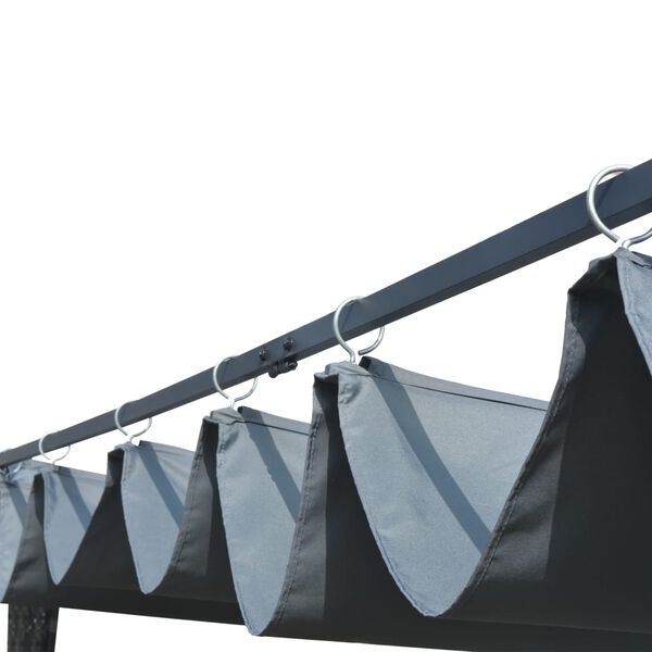 vidaXL Pavillon mit Schiebedach Poly Rattan 400x400x200 cm Grau