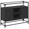 vidaXL Sideboard mit Glasplatte Schwarz 98x35x81 cm Holzwerkstoff