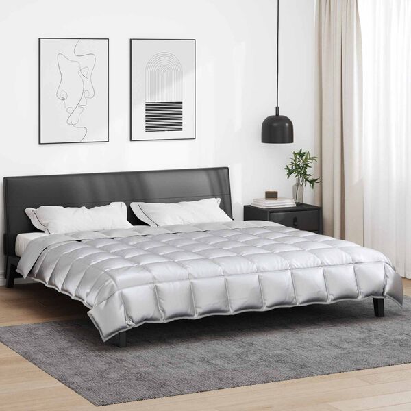 vidaXL Winterbettdecke Silber 240 x 200 cm Satin und Mikrofaser