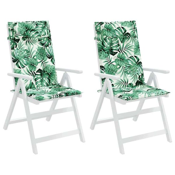 vidaXL Hochlehner-Auflagen 2 Stk. Blattmuster Oxford-Gewebe