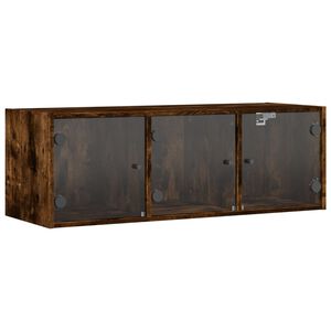 vidaXL Wandschrank mit Glast&uuml;ren R&auml;uchereiche 102x37x35 cm