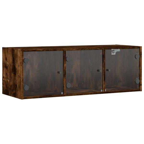 vidaXL Wandschrank mit Glast&uuml;ren R&auml;uchereiche 102x37x35 cm