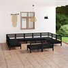 vidaXL 11-tlg. Garten-Lounge-Set Schwarz Massivholz Kiefer
