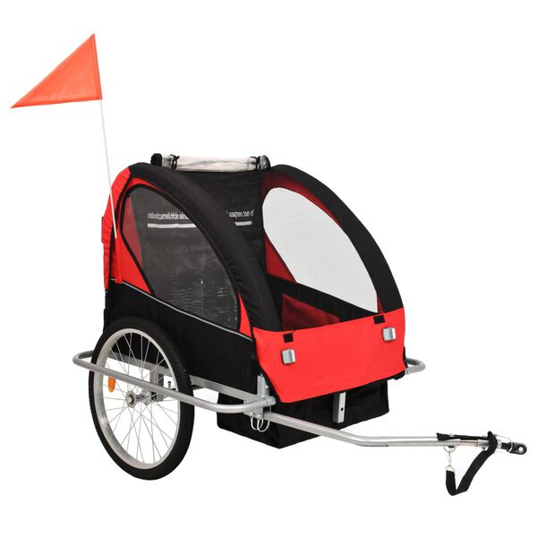 vidaXL 2-in-1 Fahrradanh&auml;nger und Kinderwagen Schwarz und Rot