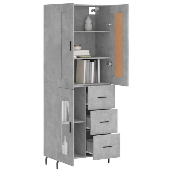 vidaXL Highboard Betongrau 69,5x34x180 cm Holzwerkstoff
