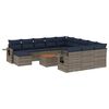 vidaXL 13-teiliges Gartensofa-Set mit Kissen, grau, Polyrattan