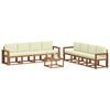 vidaXL Outdoor-Sofagarnitur 9 pcs Natur und Creme Massivholz Akazie