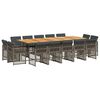 vidaXL 15-tlg. Garten-Essgruppe mit Kissen Grau Poly Rattan