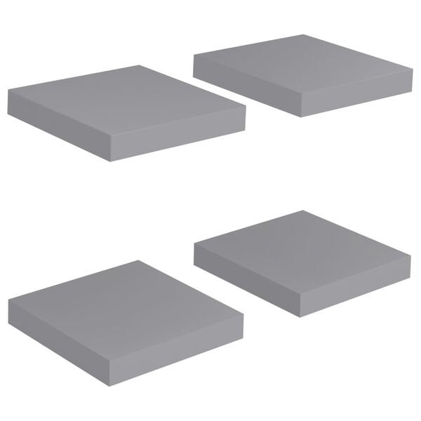 vidaXL Schweberegale 4 Stk. Grau 23x23,5x3,8 cm MDF