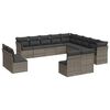 vidaXL 13-tlg. Garten-Sofagarnitur mit Kissen Grau Poly Rattan