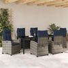 vidaXL Garten Essgruppe mit Kissen 7 pcs Grau Poly-Rattan