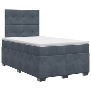 vidaXL Boxspringbett mit Matratze Dunkelgrau 120 x 190 cm Samt