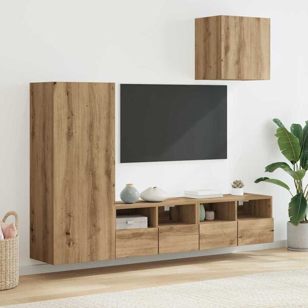 vidaXL TV-Wandger&auml;te 4 pcs Artisan-Eiche Holzwerkstoff