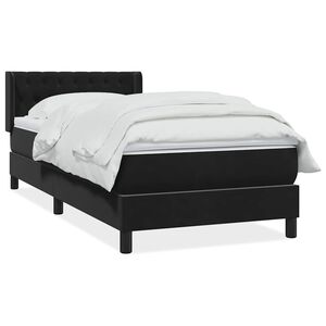 vidaXL Boxspringbett mit Matratze Schwarz 90x210 cm Samt