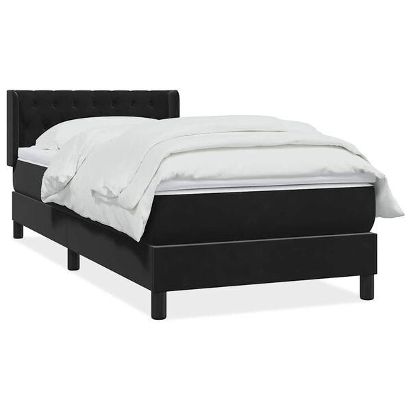 vidaXL Boxspringbett mit Matratze Schwarz 90x210 cm Samt