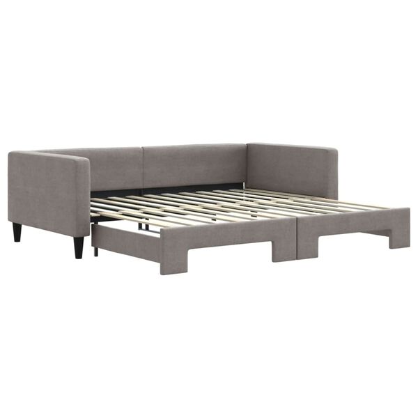vidaXL Tagesbett Ausziehbar Taupe 100x200 cm Stoff