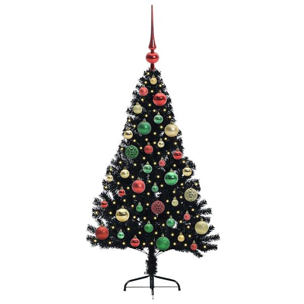 vidaXL K&uuml;nstlicher vorbeleuchteter Weihnachtsbaum Schwarz 120 cm PVC