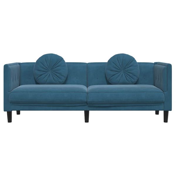 vidaXL Sofa mit Kissen 3-Sitzer Blau Samt