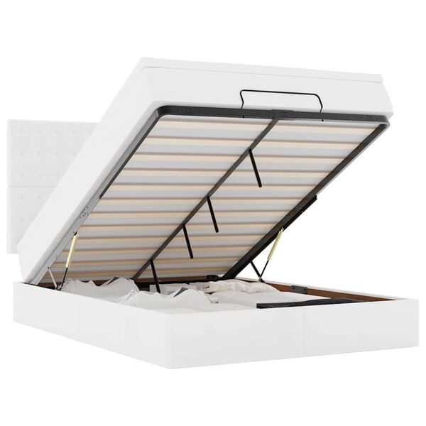 vidaXL Ottoman-Bett mit Matratze Wei&szlig; 140x190 cm Kunstleder