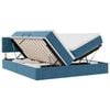 vidaXL LED-Speicherbett mit Matratze Dunkelblau 200 x 200 cm Samt