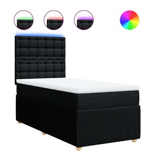 vidaXL Boxspringbett mit Matratze Schwarz 80x200 cm Stoff