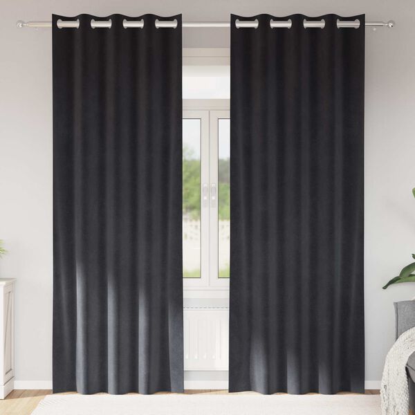 vidaXL Verdunkelungsvorh&auml;nge 2 pcs Dunkelgrau 140 x 245 cm Samt