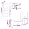 vidaXL 5-tlg. Wohnwand mit LED-Beleuchtung Räuchereiche Holzwerkstoff