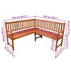 vidaXL Garten-Eckbank mit Auflagen 150 cm Massivholz Akazie