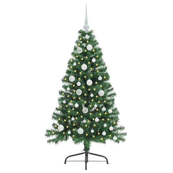 vidaXL K&uuml;nstlicher vorbeleuchteter Weihnachtsbaum Gr&uuml;n 120 cm PVC