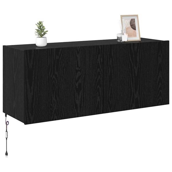 vidaXL TV-Wandschrank Schwarz Eichen-Optik 100 x 35 x 41 cm
