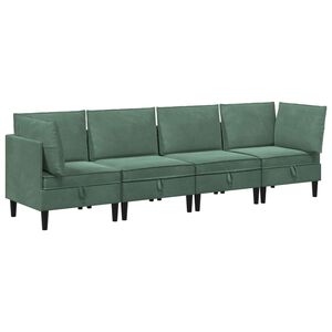 vidaXL Wohnzimmergarnitur mit Kissen mit Speicher 4 pcs Meergr&uuml;n Samt