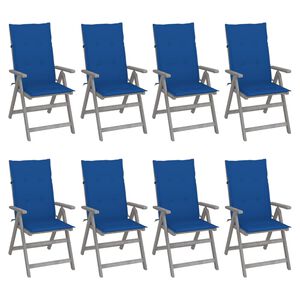vidaXL Verstellbare Gartenst&uuml;hle mit Auflagen 8 Stk. Grau Akazienholz
