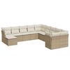 vidaXL 11-tlg. Garten-Sofagarnitur mit Kissen Beige Poly Rattan