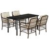 vidaXL 5-tlg. Garten-Essgruppe mit Kissen Braun Poly Rattan