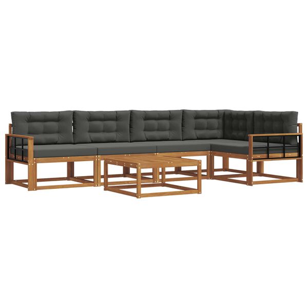 vidaXL Outdoor-Sofagarnitur mit Kissen 6 pcs Natur und Anthrazit