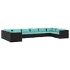 vidaXL 10-tlg. Garten-Lounge-Set mit Kissen Poly Rattan Schwarz