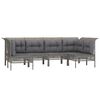 vidaXL 6-tlg. Garten-Lounge-Set mit Kissen Grau Poly Rattan