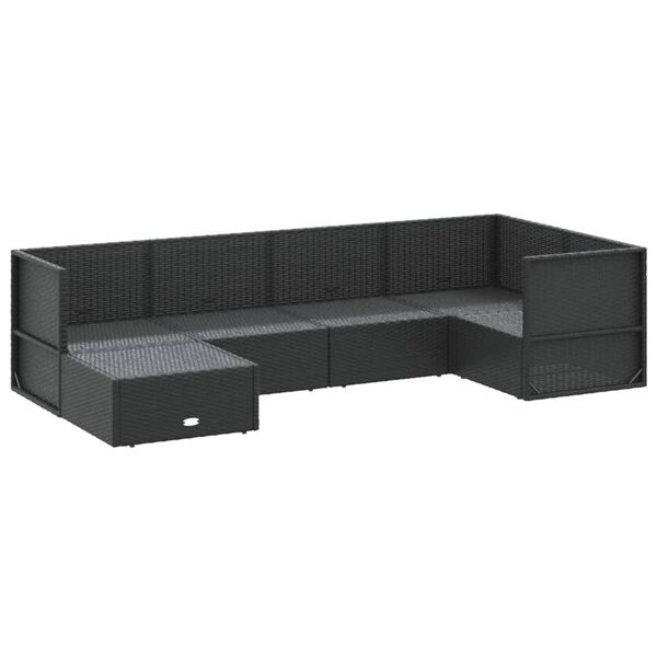 vidaXL 6-tlg. Garten-Lounge-Set mit Kissen Schwarz Poly Rattan