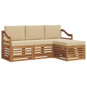vidaXL Outdoor-Sofagarnitur mit Kissen 4 pcs Natur und Beige