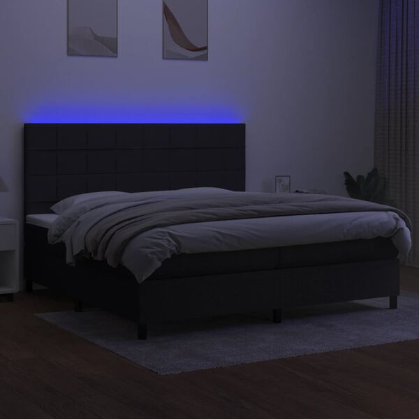 vidaXL Boxspringbett mit Matratze & LED Schwarz 200x200 cm Stoff