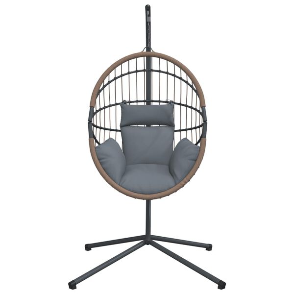 vidaXL H&auml;ngesessel Ei-Design mit St&auml;nder Hellgrau Rattan und Stahl