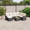 vidaXL 8-tlg. Garten-Sofagarnitur mit Kissen Schwarz Poly Rattan