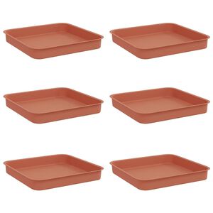 vidaXL Quadratisches Blumentablett 6 pcs Ziegelrot 15 x 15 x 2 cm