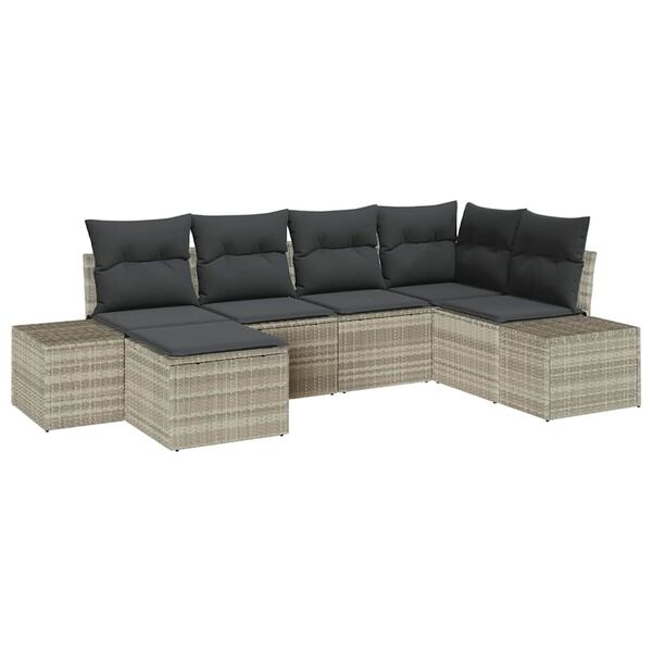 vidaXL Gartensofa-set mit Kissen 6 pcs Hellgrau Poly-Rattan