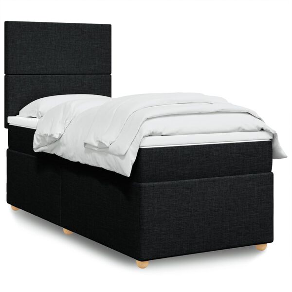 vidaXL Boxspringbett mit Matratze Schwarz 90x190 cm Stoff