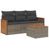 vidaXL 4-tlg. Garten-Sofagarnitur mit Kissen Grau Poly Rattan
